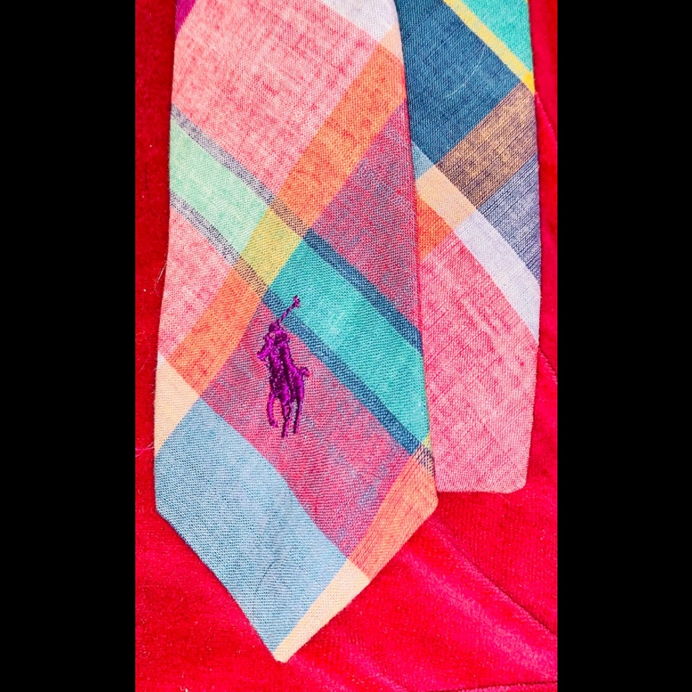 NEW POLO RALPH LAUREN GREEN LABEL SKINNY PLAID TIE